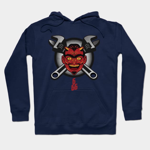 Vintage Mechanic Devil Hoodie by CTShirts